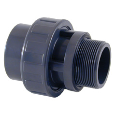 PVC-U 3 piece union solvent socket x BSP male thread